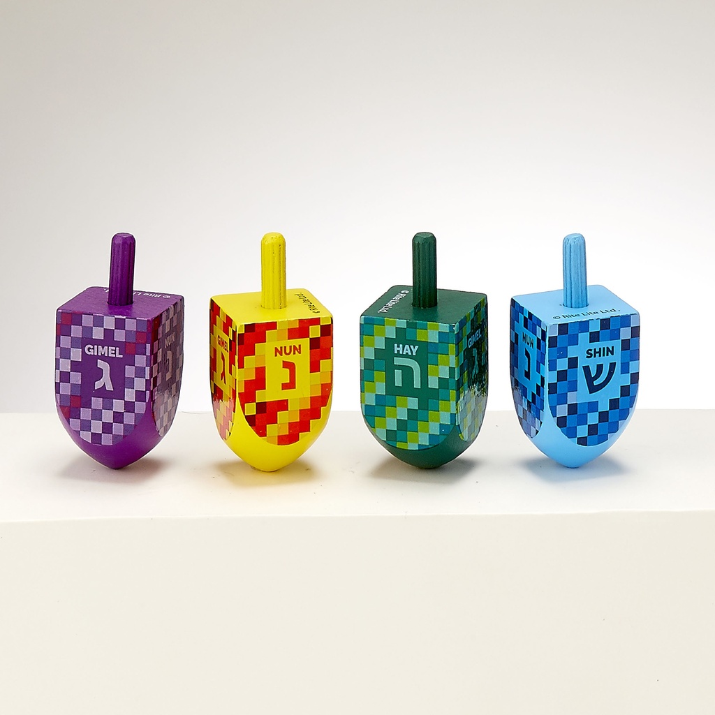 Large Painted Wood Dreidels