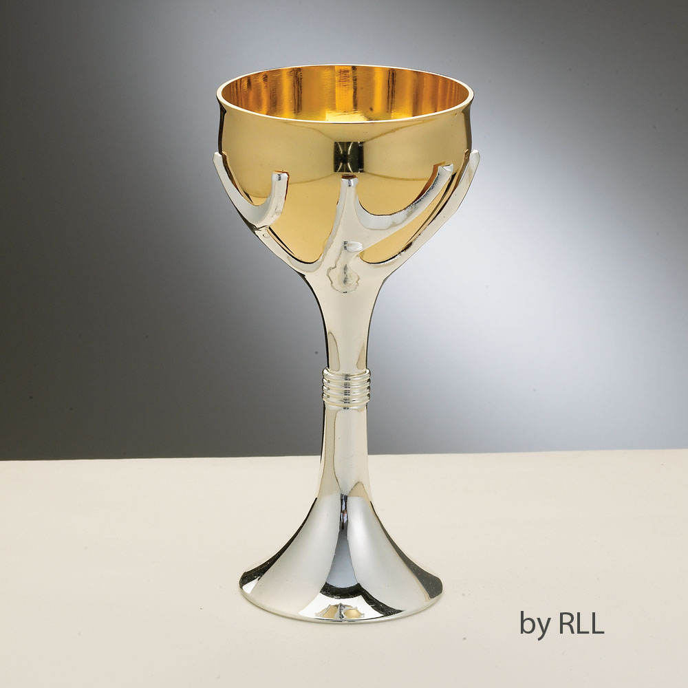 Tree of Life™ Kiddush Cup,Goldplated, Silverplated Stem