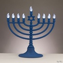 Navy LED Menorah with Clear Bulbs, USB Cable Included