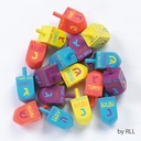 Large Bold Painted Wood Dreidels with English 