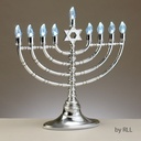 Silvertone LED Menorah with Clear Bulbs, USB Cable Included
