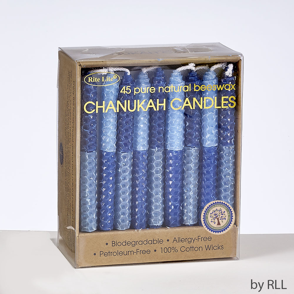 Chanukah Candles - Blue 2 Tone Honeycomb Beeswax 