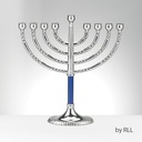 Classic Elegance Menorah with Hammered Blue  Accents