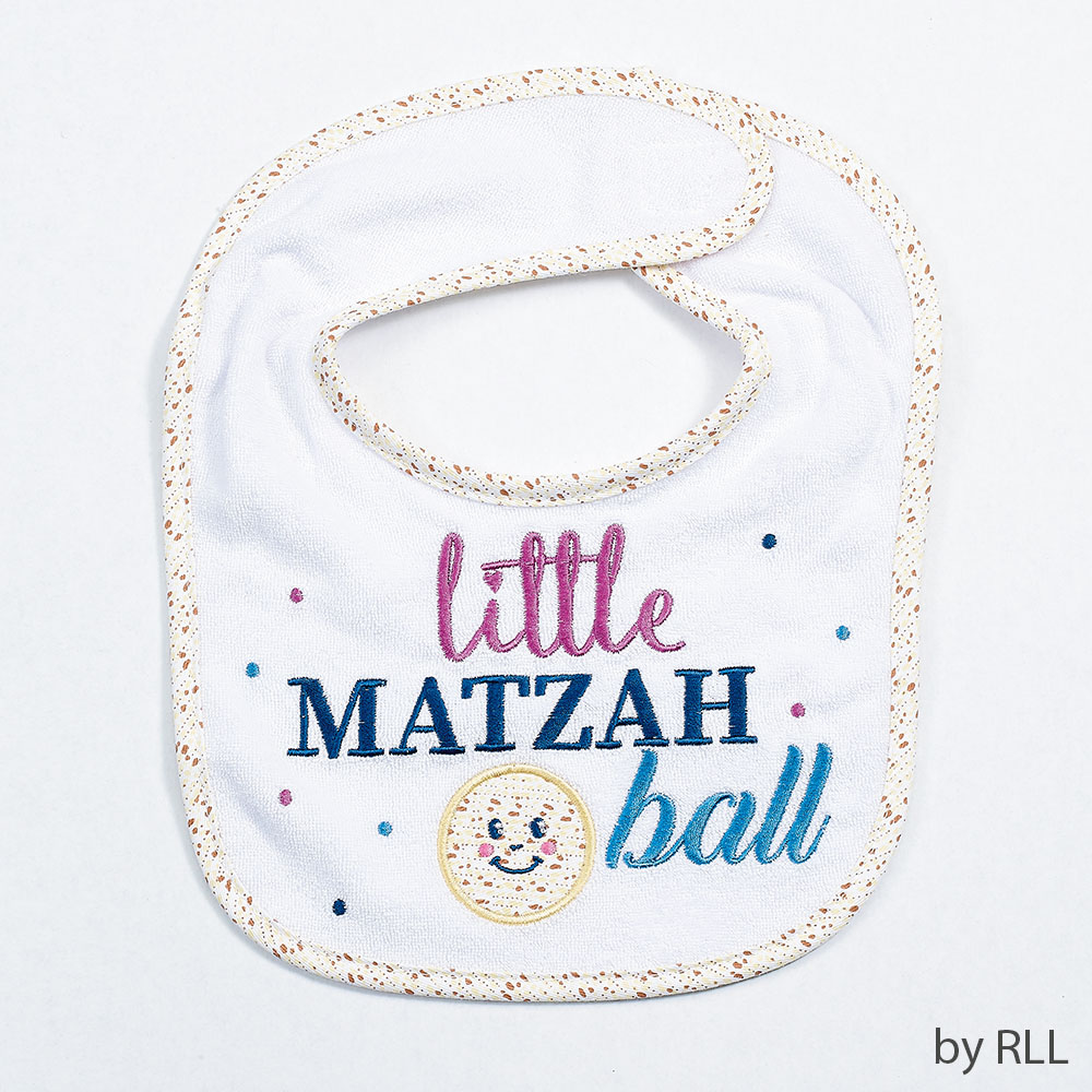 "Little Matzah Ball" Embroidered Passover Bib
