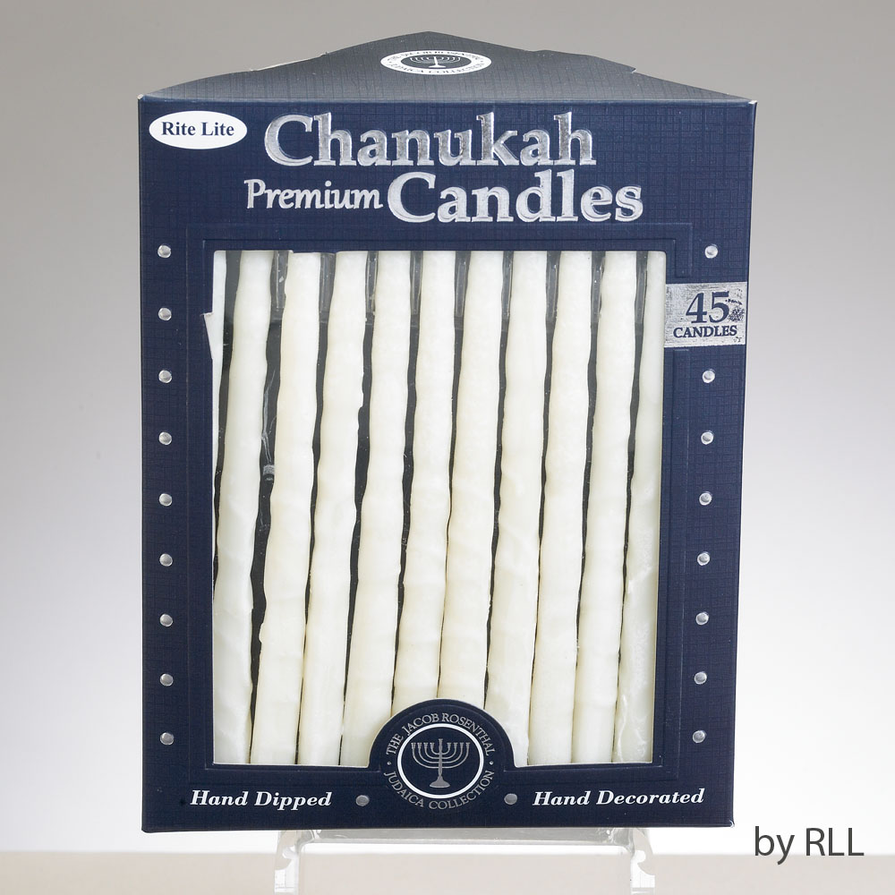 Premium Chanukah Candles - Frosted White on White 