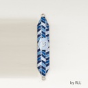 Geometric Blue Enameled Mezuzah-5"