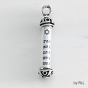  1.5" Sterling Silver 10 Commandments Mezuzah Pendant