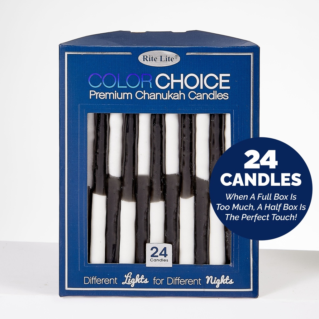The Half Box 24 Pack Decor Candles, Two-Tone Black&White