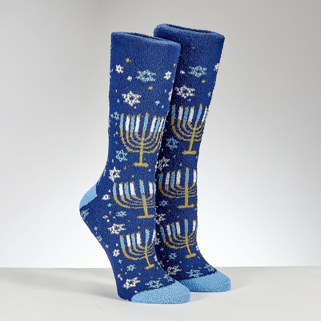 Metallic Menorahs Cozy Adult  Slipper Socks