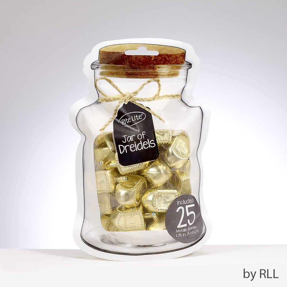 "Jar" of Dreidels, 25 Metallic Gold Dreidels