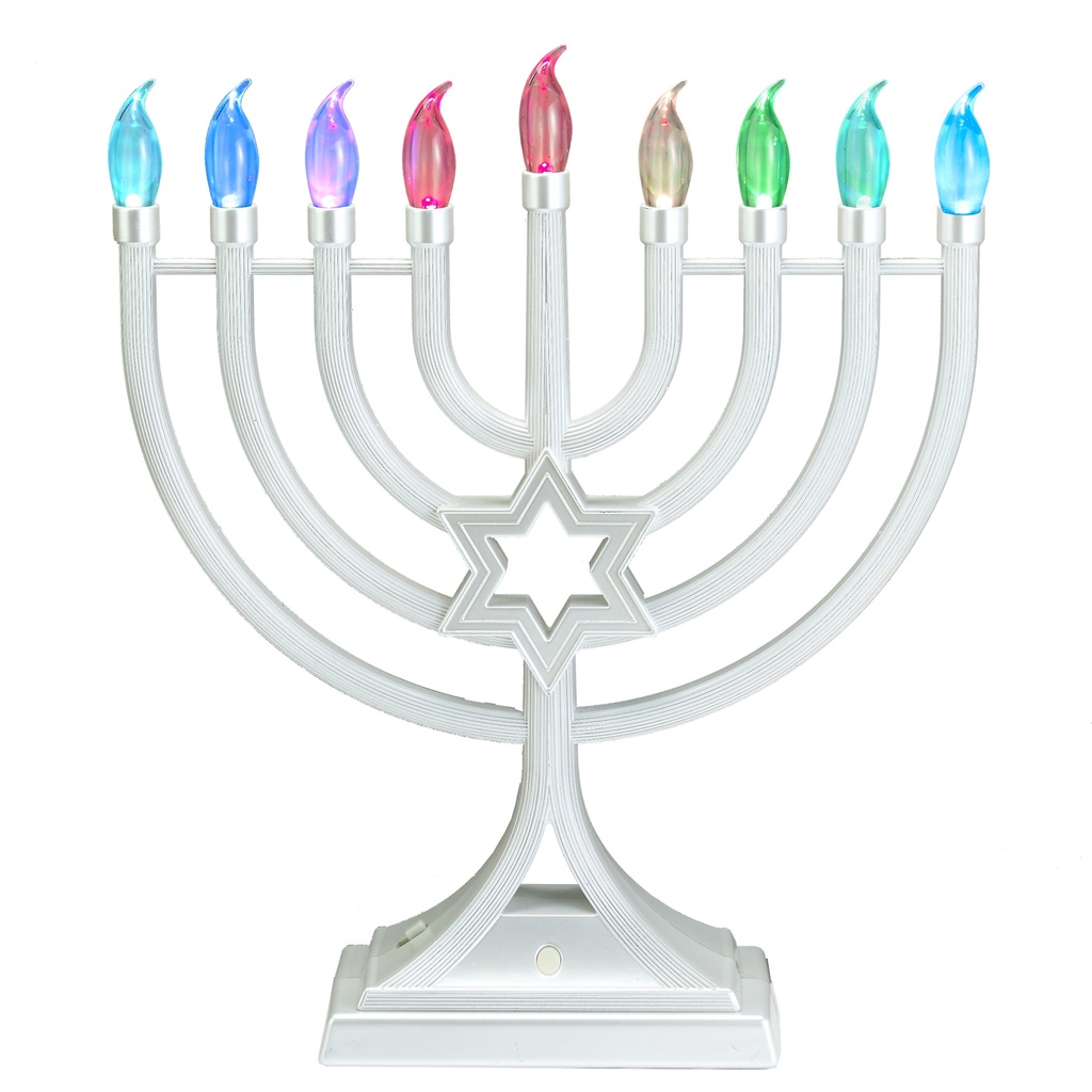 Pearl White LED Glow Menorah, Multifunction & Color Changing