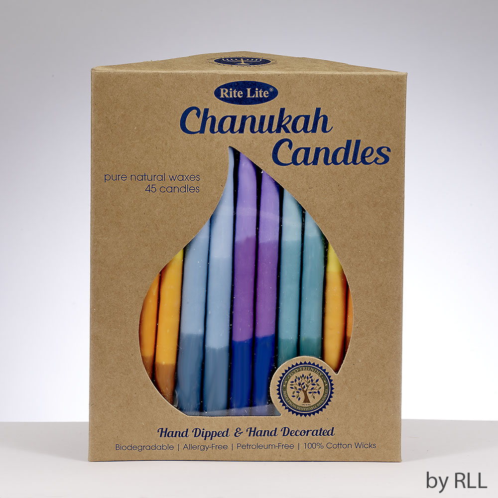 Pure Vegetable Wax Chanukah Candles-Tricolor Multi