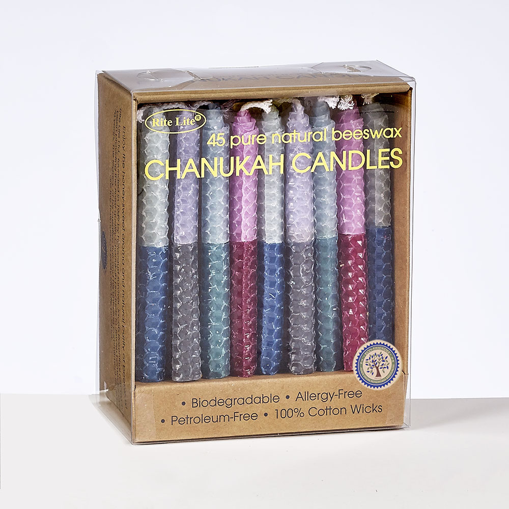 Chanukah Candles-Multi Colors 2 Tone Honeycomb Beeswax 