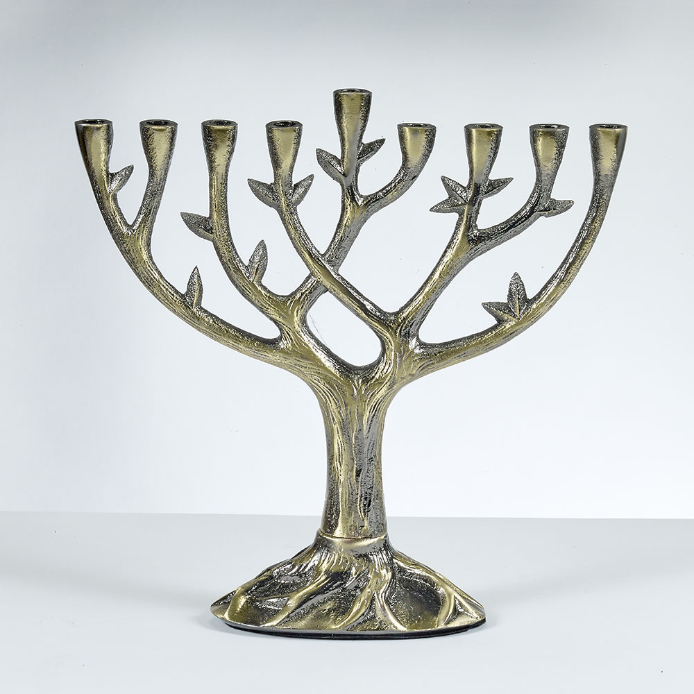 "Tree of Life"™ Menorah,Textured Alumi, Bronze Finish