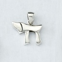 0.5" H Sterling Silver Script Chai Pendant 