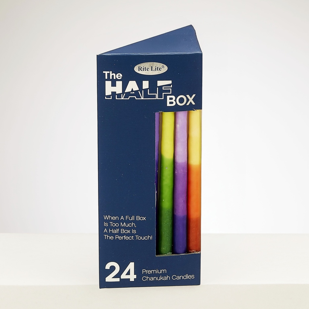 The Half Box 24 Pack Chanukah Candles-Multi Tri-Color