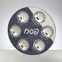 Starry Night Ceramic Seder Plate In Navy And Silver