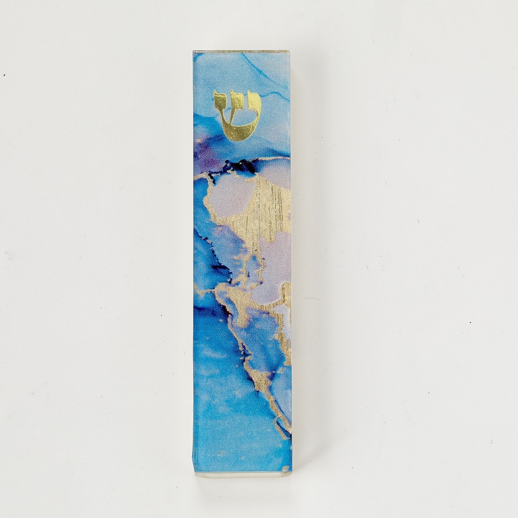 "Blue Marble" Art Glass Mezuzah