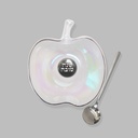 Apple Shaped Glass Honey Dish With Spoon