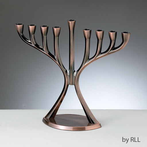 [MP-354-CO] Aluminum Modern Menorah - Antique Copper Finish 