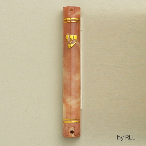 [MZR-34-PK] 4"H Marbleized Pink Plastic Mezuzah