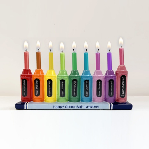 [MFR-7] Crayons Hand Painted Ceramic Menorah
