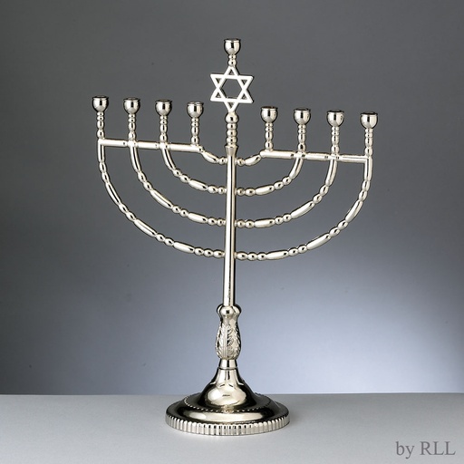 [MP-60] Large Traditional Menorah - Silvertone Finish