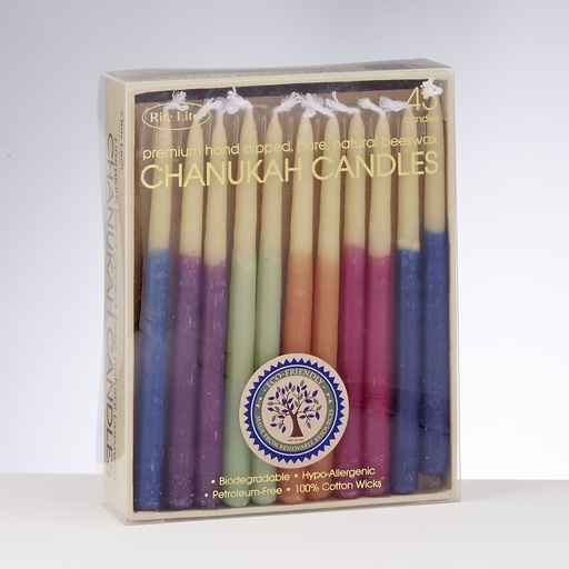 [C-21-M] Chanukah Candles - Multi Color Hand-dipped Beeswax