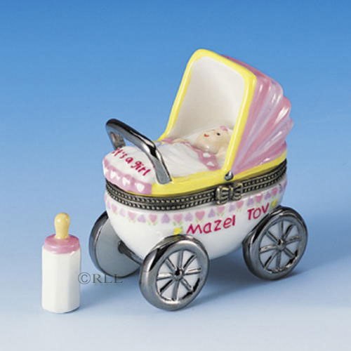[HB-17-GIRL] Baby Girl Hinged Box Carriage with Baby Bottle Treasure