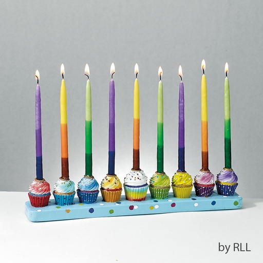 [MFR-17] Hand-Painted Resin Cupcakes Menorah