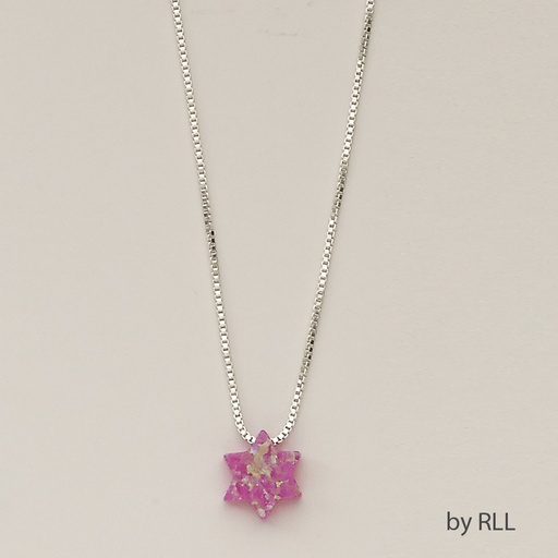 [JPE-5019-P] Pink Opal "Star of David" Pendant,on 16" Sterl Chain