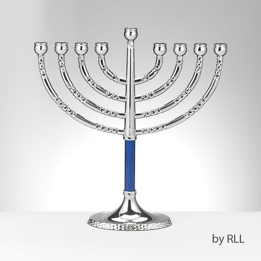[MP-74-BL] Classic Elegance Menorah with Hammered Blue  Accents