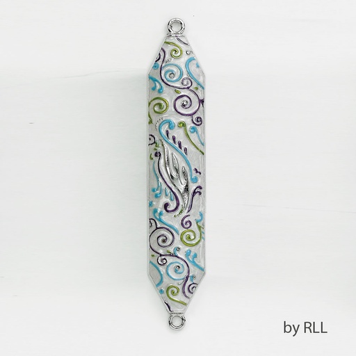 [MZE-7-M] Multi Swirls Enameled Mezuzah with Rhinestones 5"