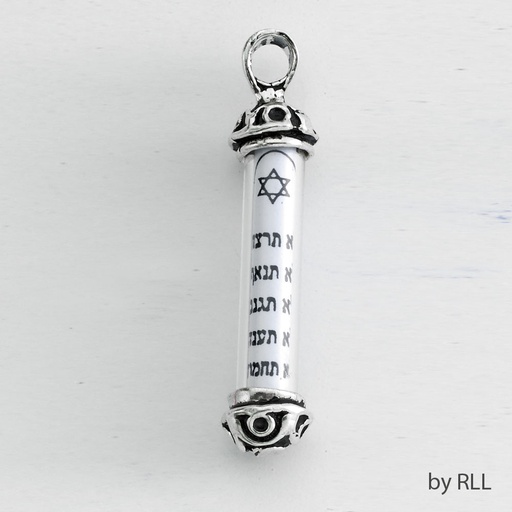 [JPE-6640]  1.5" Sterling Silver 10 Commandments Mezuzah Pendant