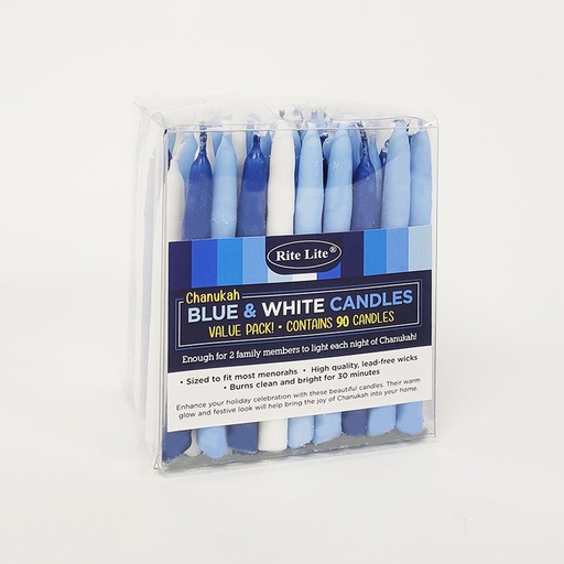 [C-4-VALU-BWN2] Value Pack of Decorative Blue & White Chanukah Candles