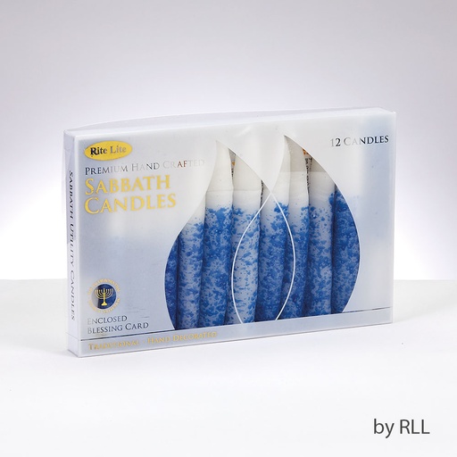 [C-14-BW] Premium Blue/White Shabbat  & Holiday Candles