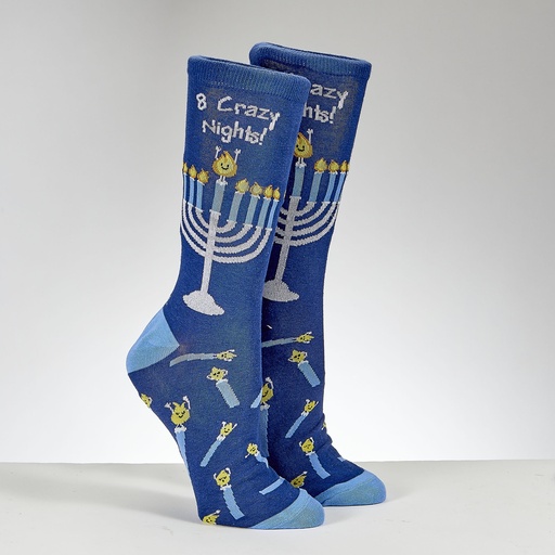 [TYN-SOCK-A16] "Eight Crazy Nights" Chanukah Adult Crew Socks