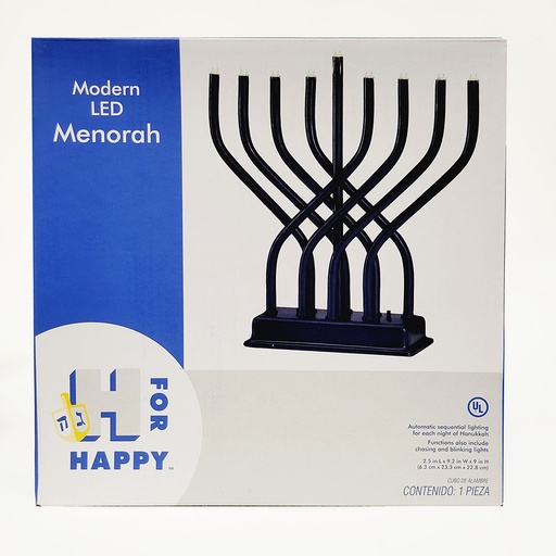 [EMJ-11-NV-BB] Modern LED Menorah, Navy  
