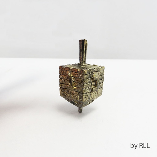 [ALD-2535] Brass Jerusalem Wall Dreidel, Gift Boxed