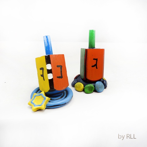 [ALD-10] Hand-painted Wood Dreidel & Stand,boxed