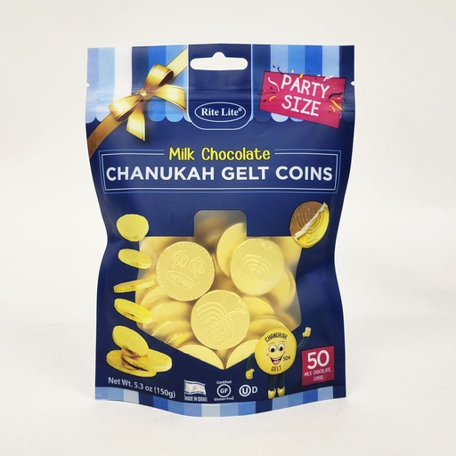 [CH-GELT-BAG] Milk Chocolate Chanukah Coins Party Size 5.3 OZ.