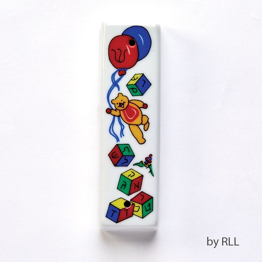 [ALMZ-TEDDY] Ceramic Bear Blocks and Balloons Kids Mezuzah