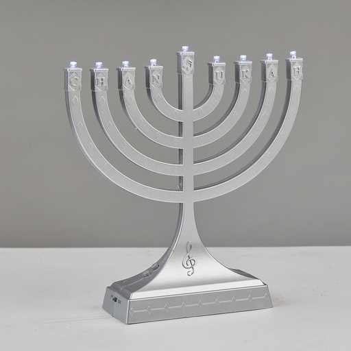 [JRN-800-SL] Silvertone “Dancing Lights” Musical Menorah 