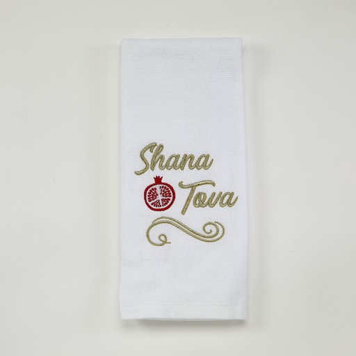 [TXRH-T-W] Embroidered Rosh Hashanah Velour Hand Towel - 100% Cotton