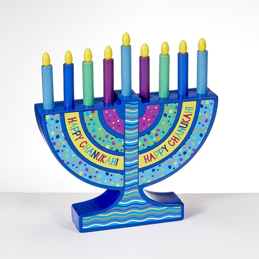 [TY-MENORAH-55] My Mini Wood Menorah With Removable Wood Candles