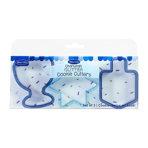 [KWC-20165] Set of 3 Chanukah Plastic Glitter Cookie Cutters