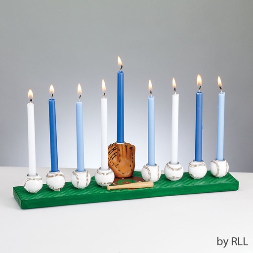 [MFR-25-BBL] Hand-Painted Resin Baseball Menorah 
