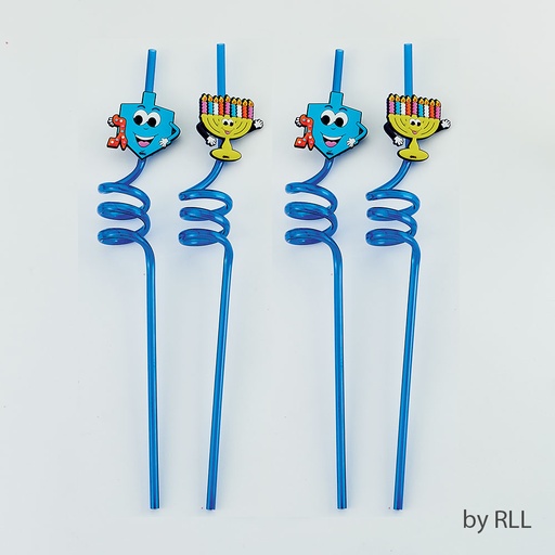 [TYN-21] Set of 4 Chanukah Fun Straws with Dreidels and Menorahs 