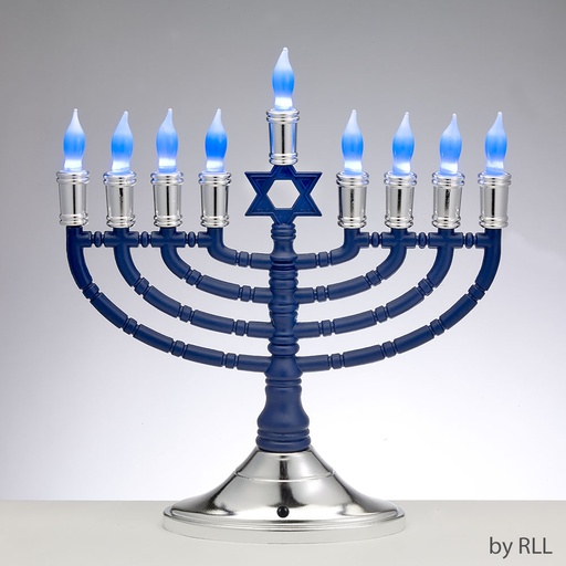 [JR-5-T] LED Premium Blue/Silver Electric Menorah