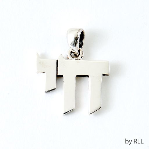 [JPE-7881] 3/4"  Sterling Silver Modern Chai Pendant